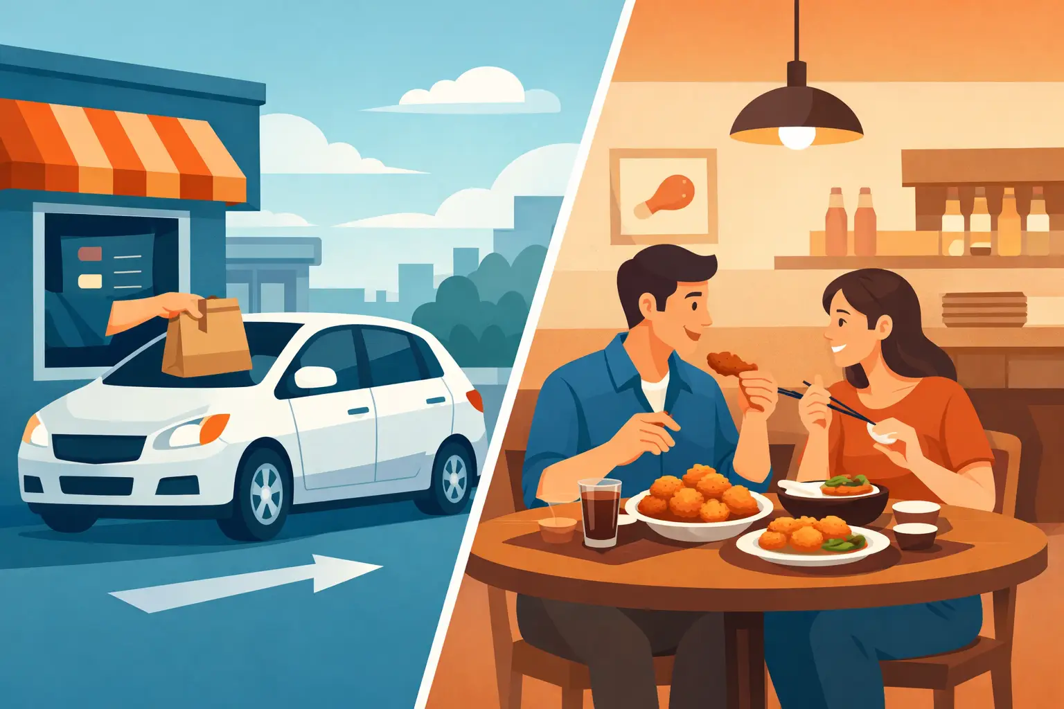 Drive Thru Versus Dine In for Korean Chicken