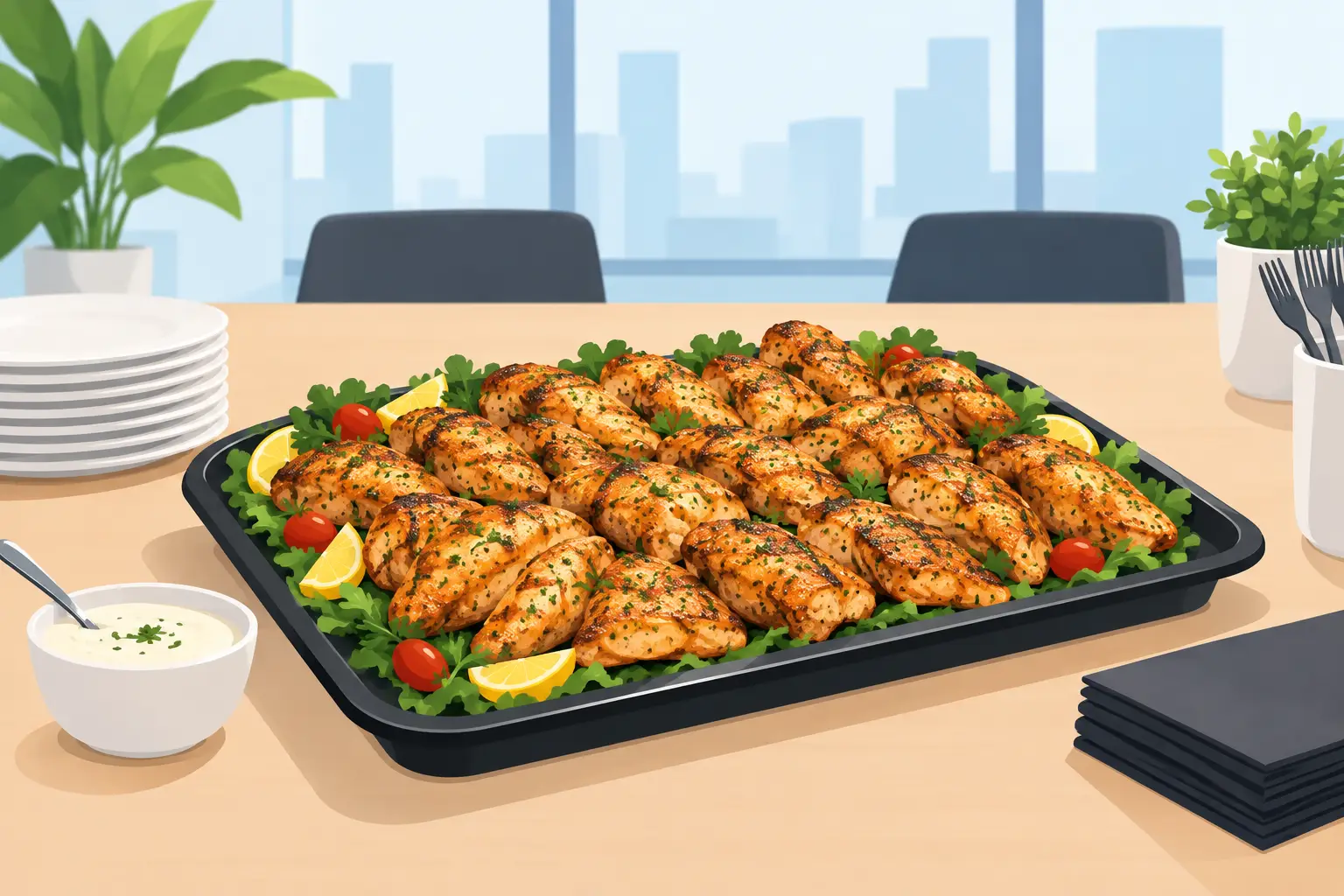 Office Catering Chicken Tray Example for 20 Guests